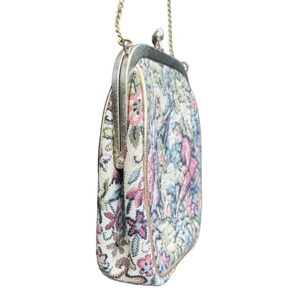 Vintage JR Miami Petite Point Tapestry Clutch Evening Bag Chain Handle 1950 - Picture 4 of 14